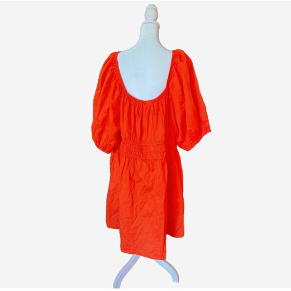 Old Navy Women’s 3X Orange Puff Sleeve Waist Defined Mini Dress NWT Plus Size - Picture 2 of 10